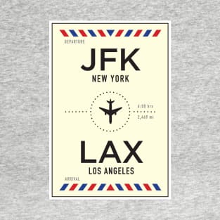 JFK to LAX Airport / New York to Los Angeles T-Shirt